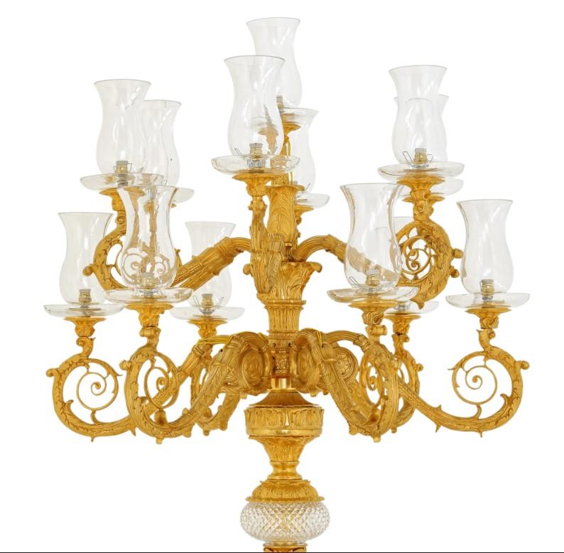 Empire Luxurious 13-Light Torchère on Tripod Base For Sale