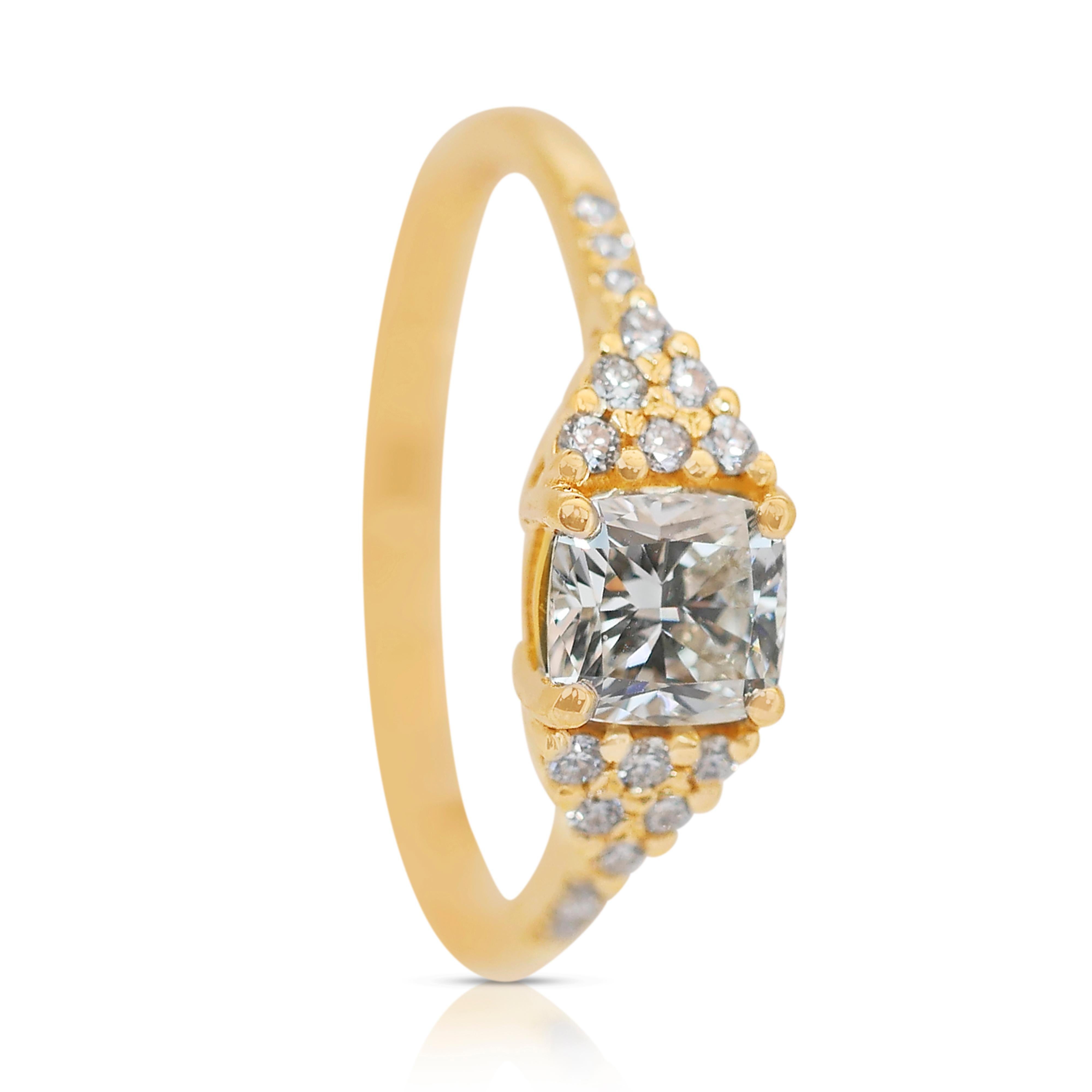 Luxueuse double taille idéale de 1,30 carat  Bague pavée de diamants en vente 2
