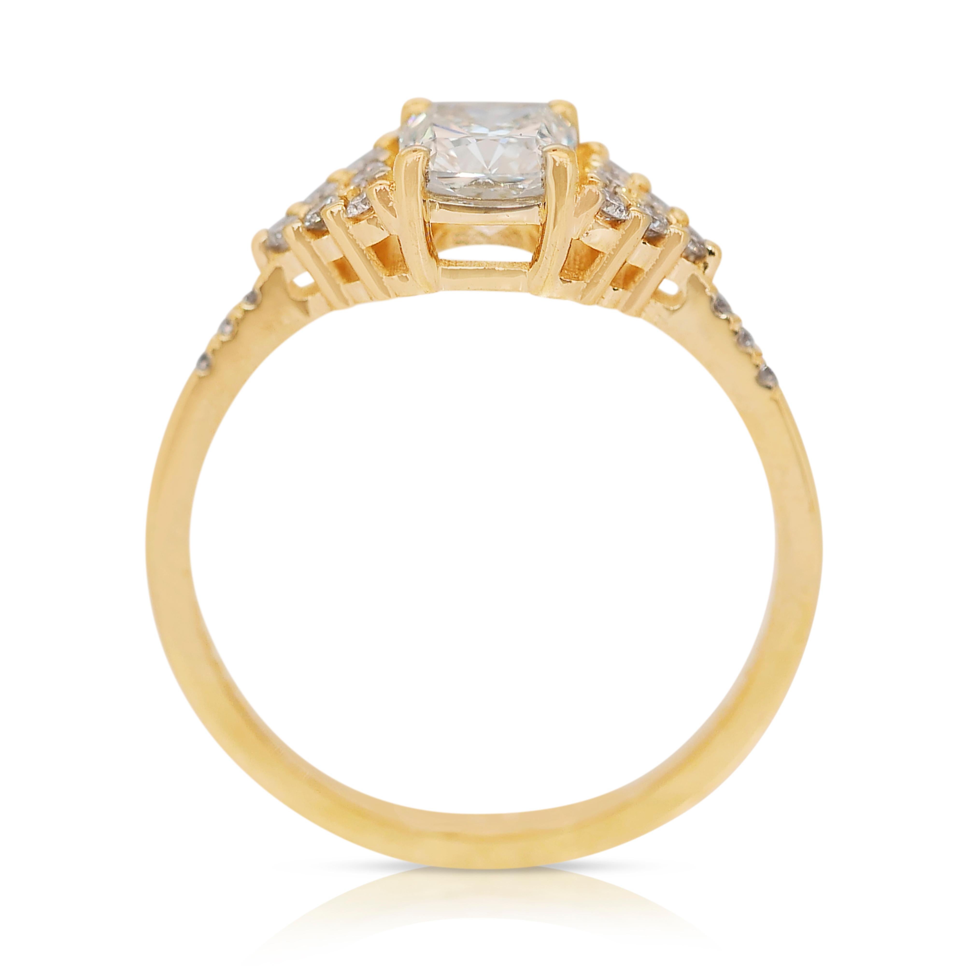 Luxueuse double taille idéale de 1,30 carat  Bague pavée de diamants en vente 3