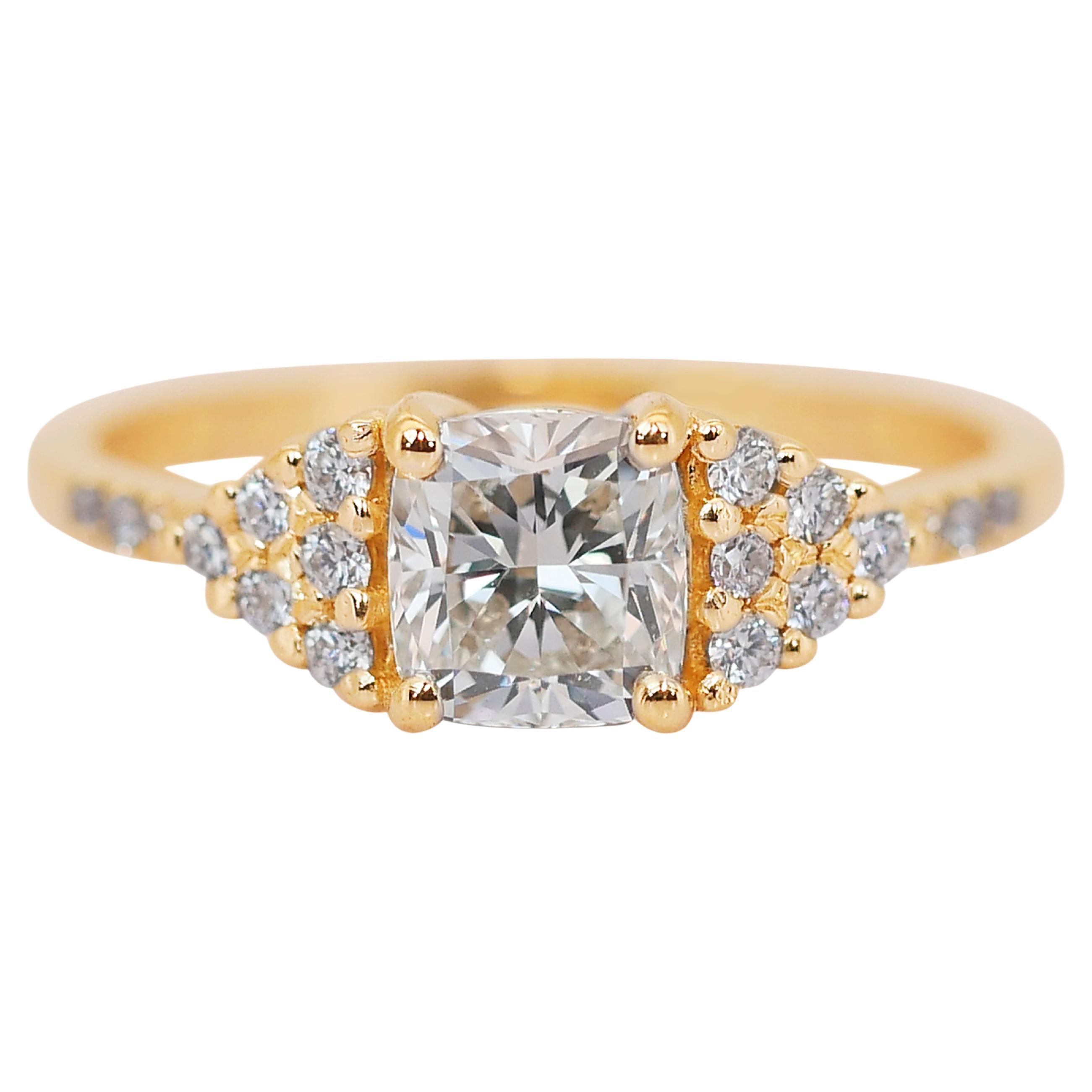 Luxurious 1.30ct Double Excellent Ideal Cut  Diamonds Pave Ring
