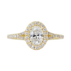 Luxurious 1.31ct Double Excellent Ideal Cut Diamonds Halo Ring - GIA Certified