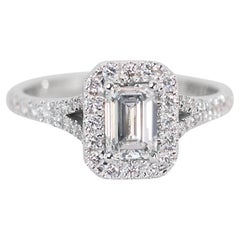 Luxurious 1.38ct Diamonds Halo Ring in 18k White Gold - GIA Certified
