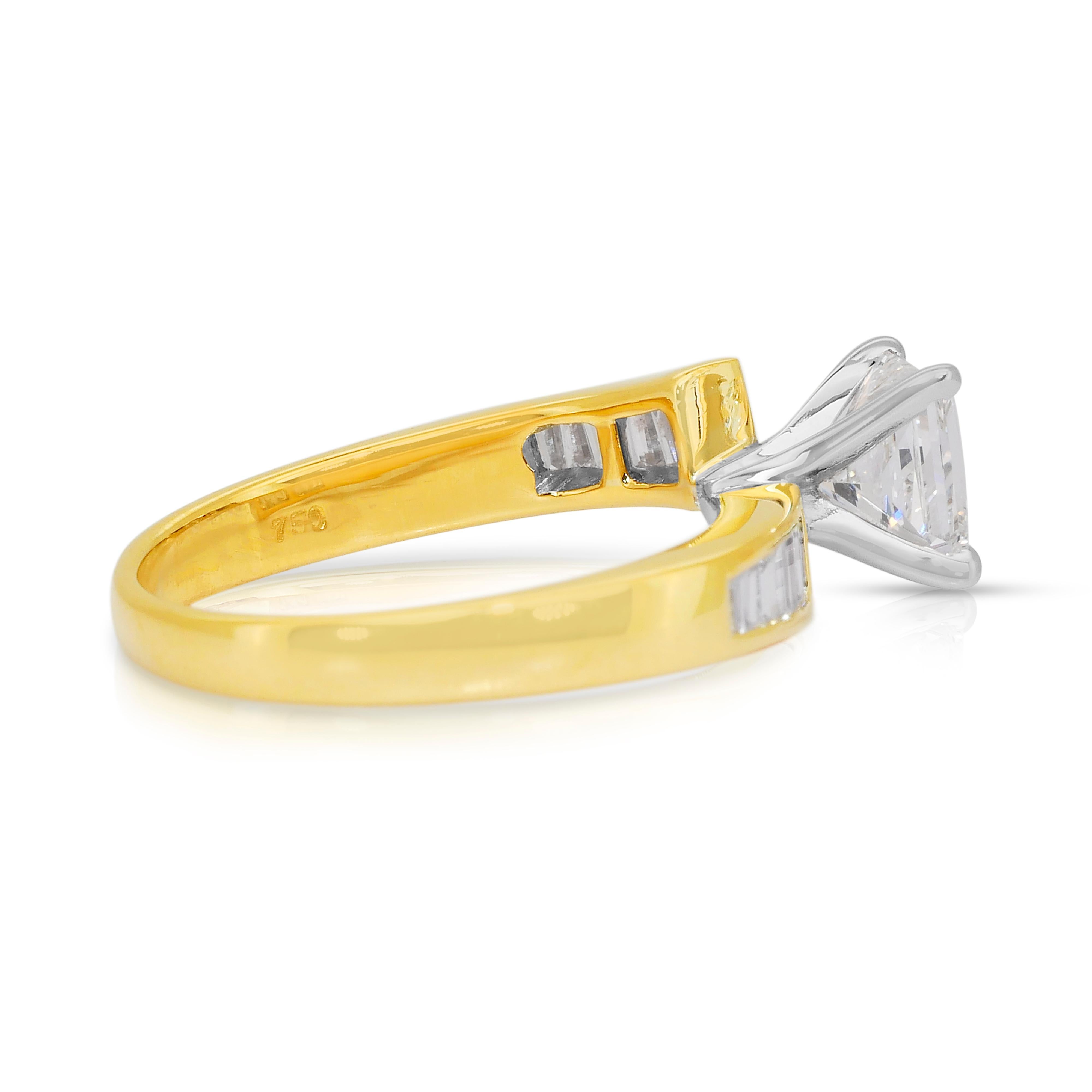 Lussuoso anello con 1,41 carati di diamanti in oro giallo e bianco 18k - certificato IGI In condizioni Nuovo in vendita a רמת גן, IL