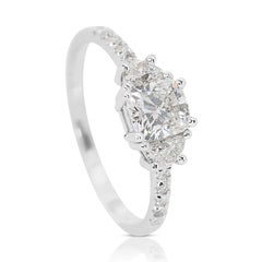 Luxurious 1.42ct Cushion Diamond Pave Ring in 18k White Gold - GIA Certified