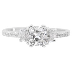 Luxurious 1.42ct Cushion Diamond Pave Ring in 18k White Gold - GIA Certified
