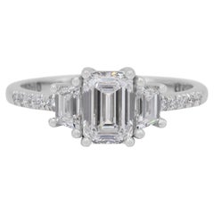 Luxurious 1.42ct Diamonds 3-Stone Ring in 18k White Gold - GIA Certified