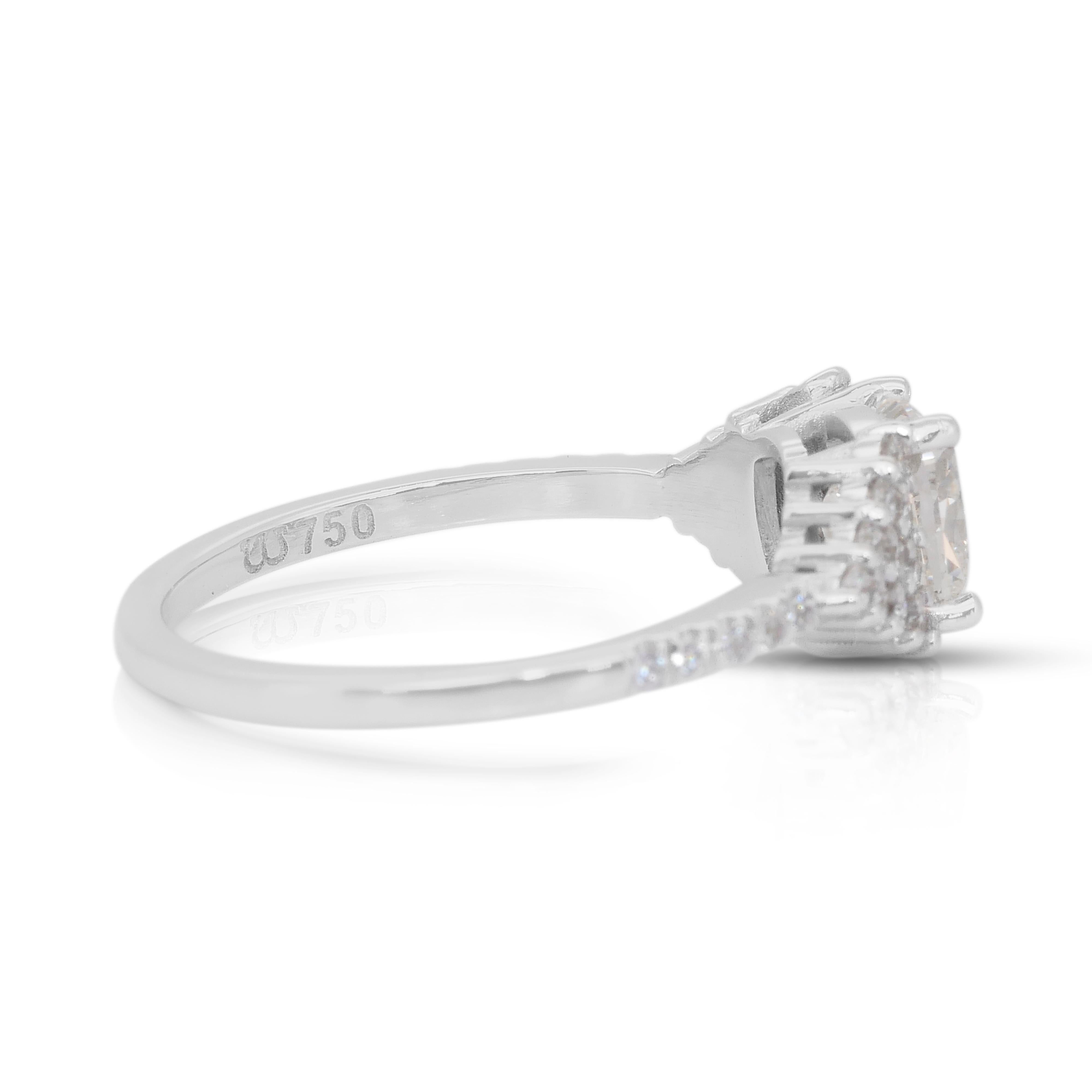 Luxueuse bague en or blanc 18k sertie de 1,42ct de diamants naturels - certifiée IGI Neuf - En vente à רמת גן, IL