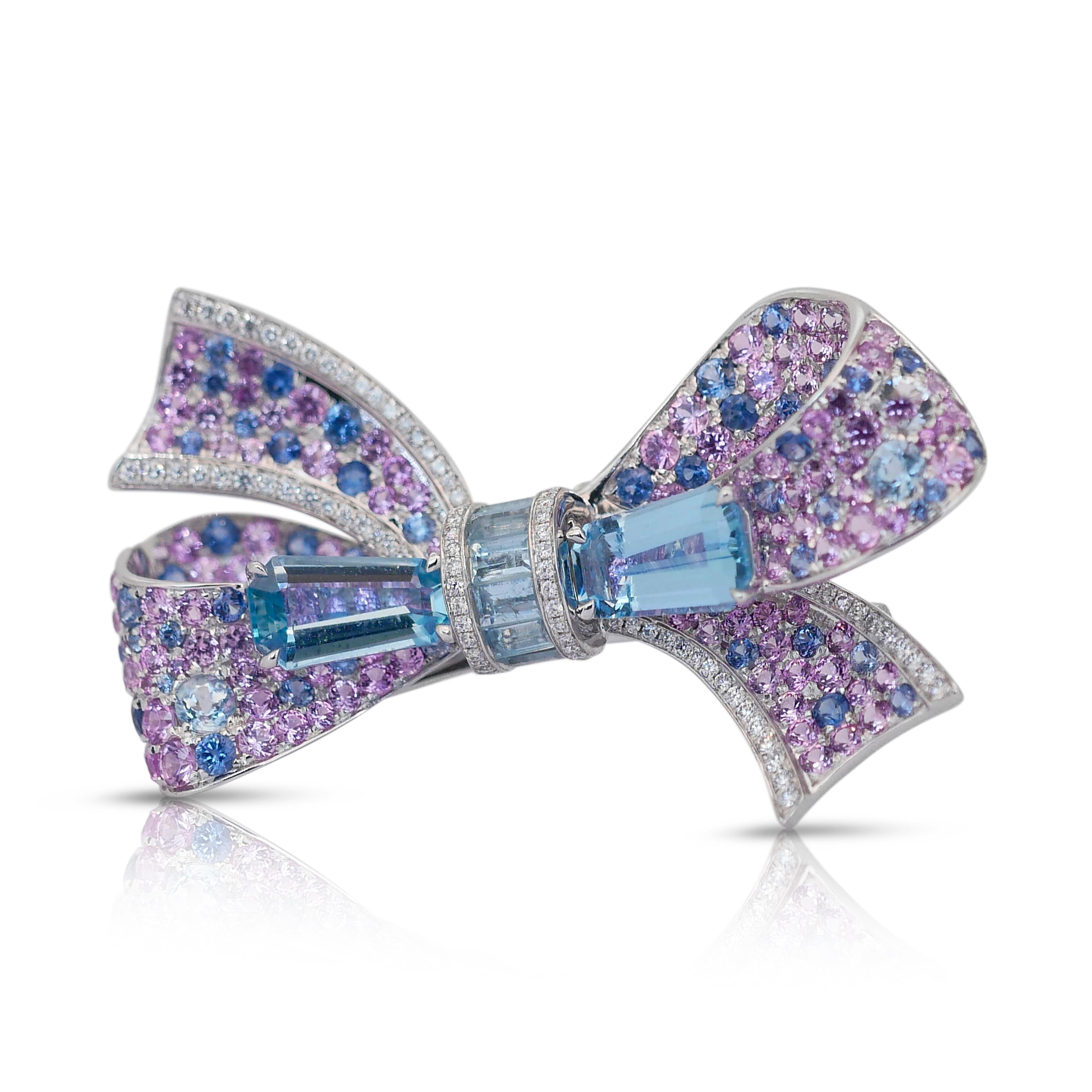 Bracelet jonc luxueux en or blanc 14 carats avec diamants et pierres précieuses 14,71 carats en vente 6