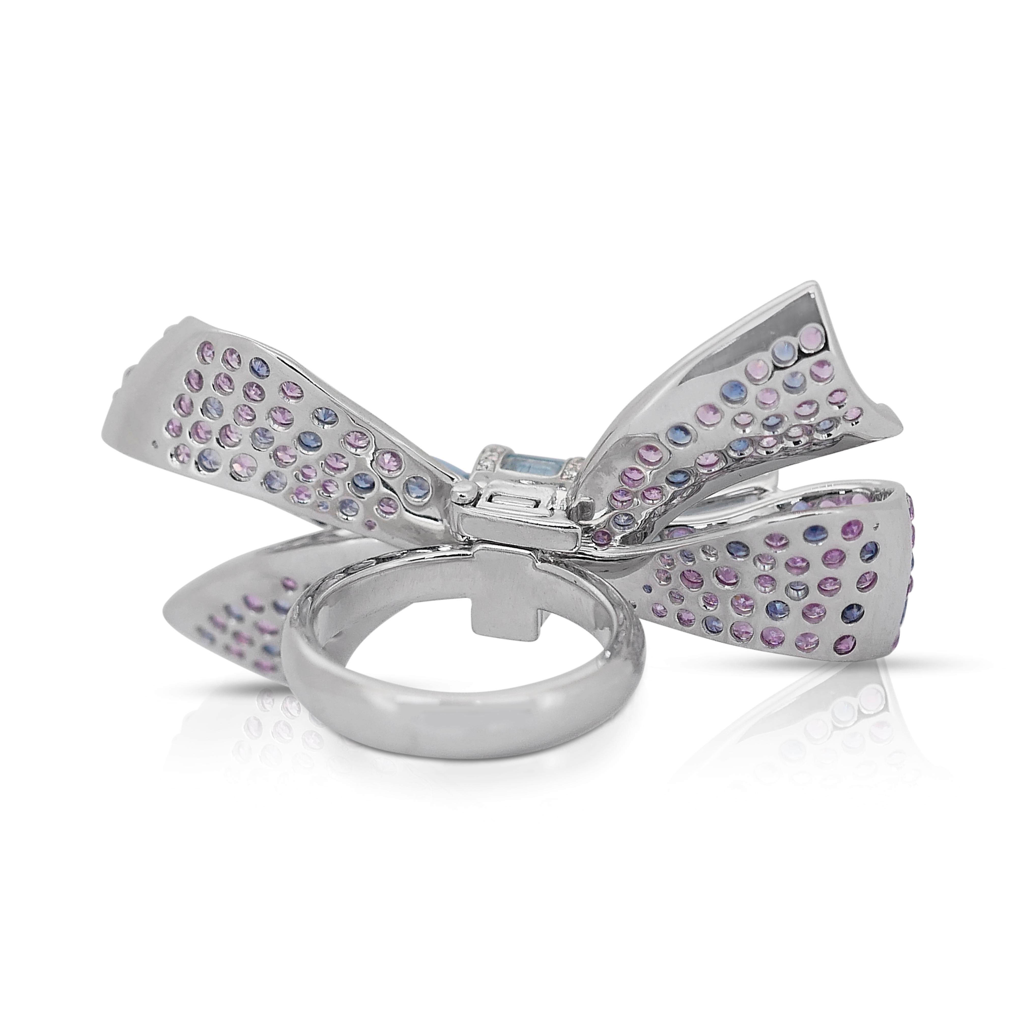 Bracelet jonc luxueux en or blanc 14 carats avec diamants et pierres précieuses 14,71 carats en vente 7