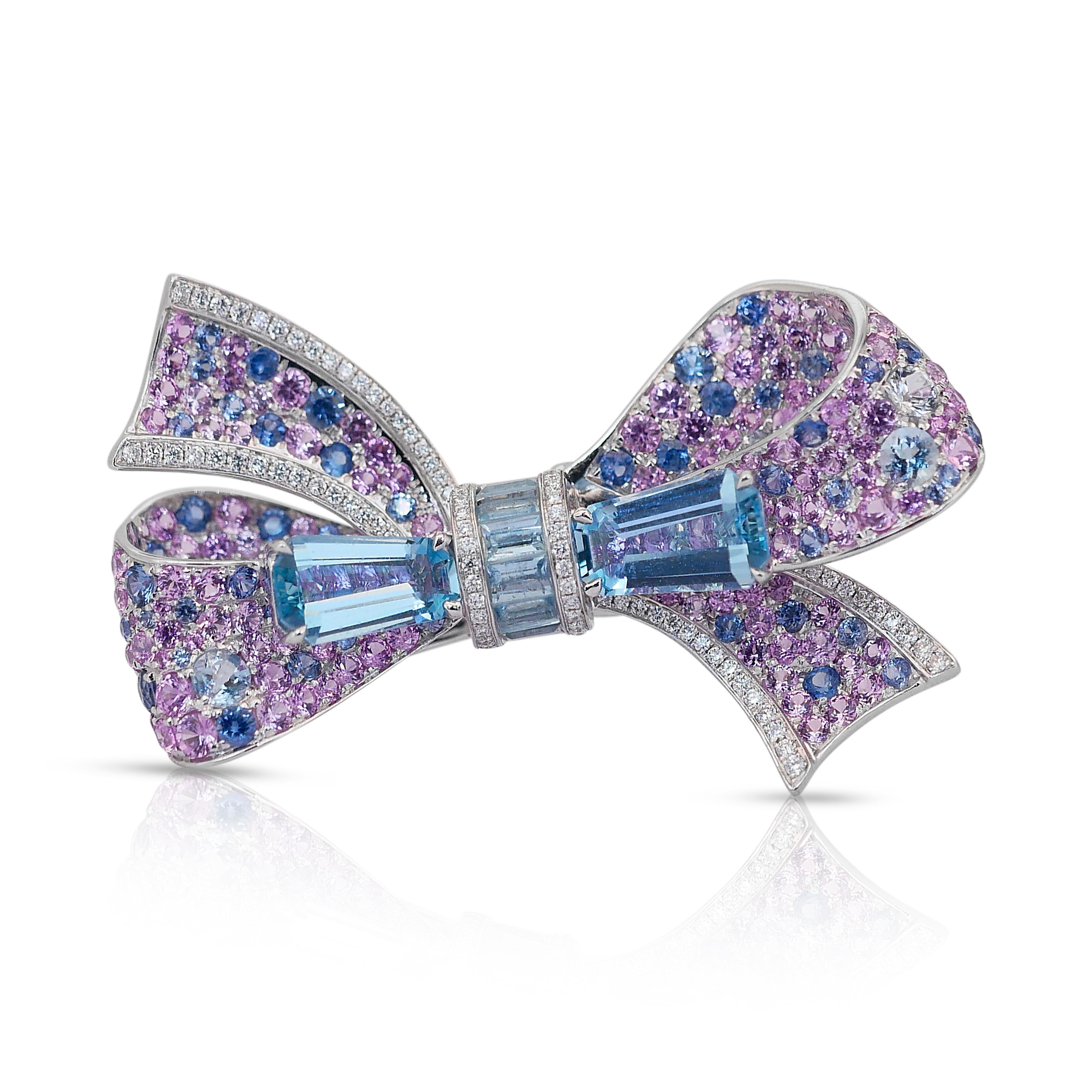 Bracelet jonc luxueux en or blanc 14 carats avec diamants et pierres précieuses 14,71 carats en vente 4