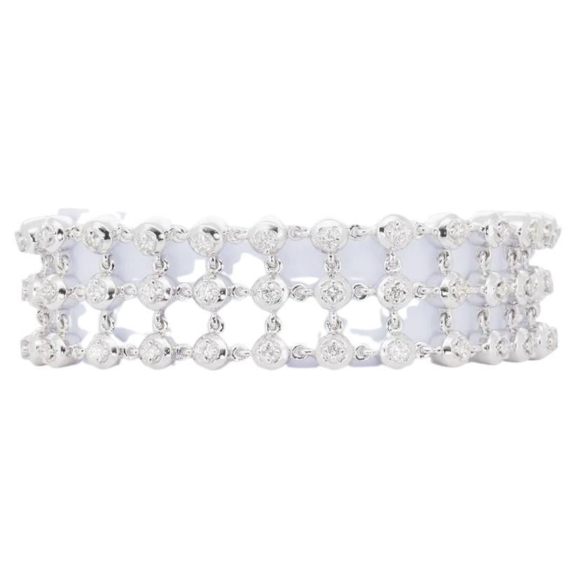 Luxurious 14k White Gold Bracelet with 2.43 Ct Natural Diamonds