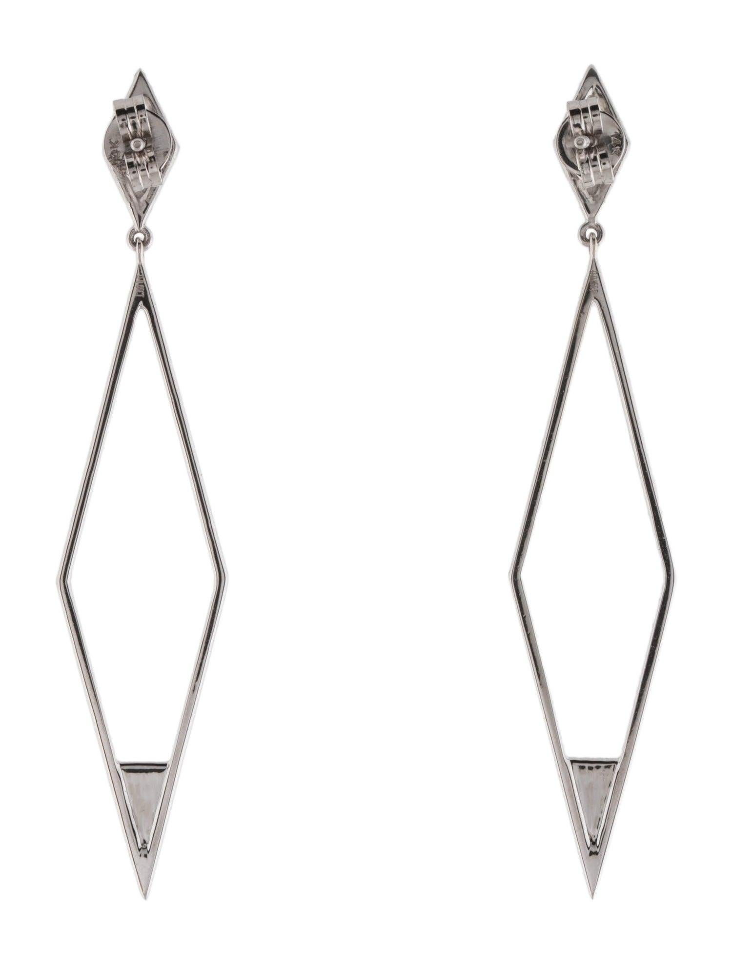 Round Cut Luxurious 14K White Gold Diamond Drop Earrings - 0.85ct Round Brilliant Cut For Sale
