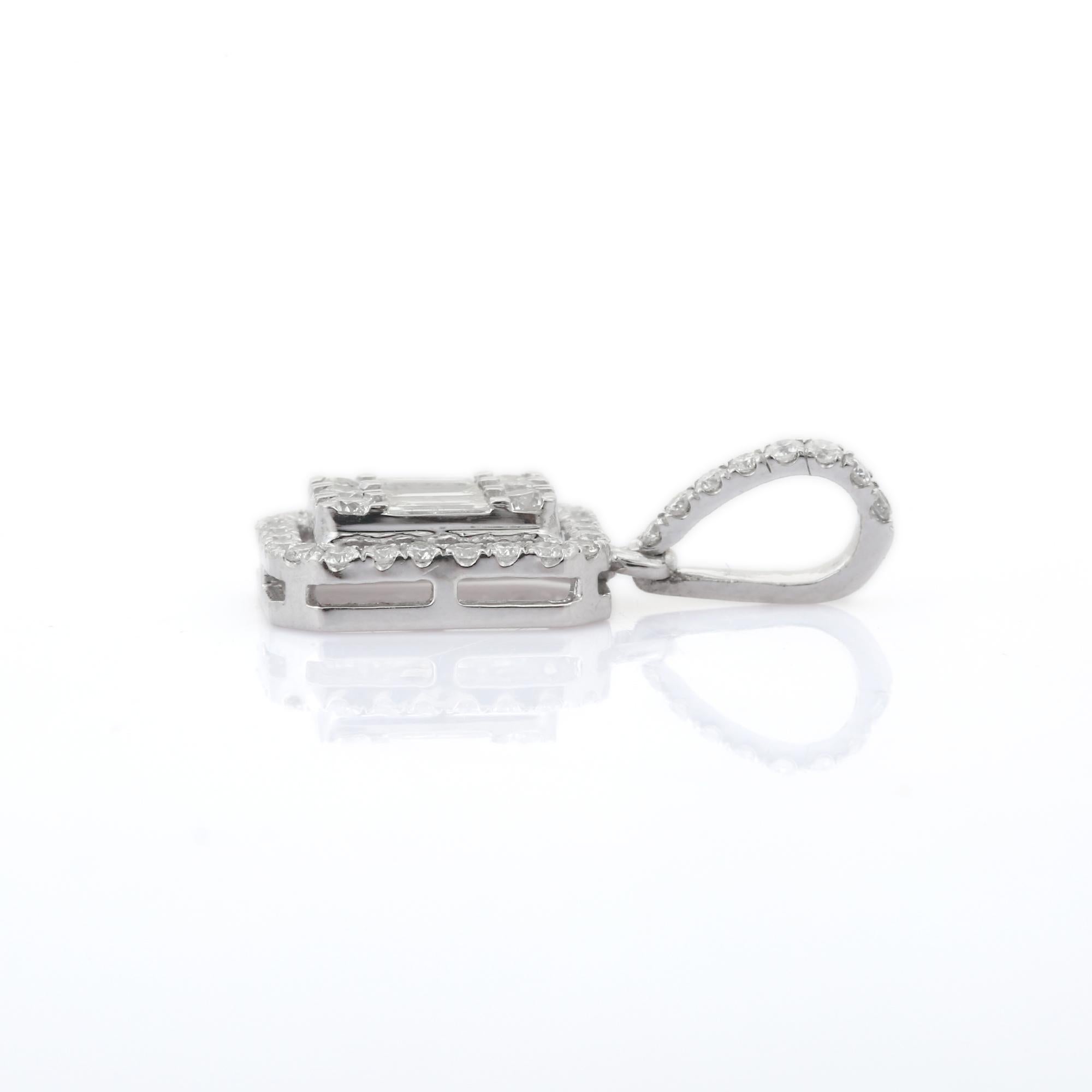 Taille mixte Pendentif de mariage luxueux en or blanc 14 carats avec diamants en vente