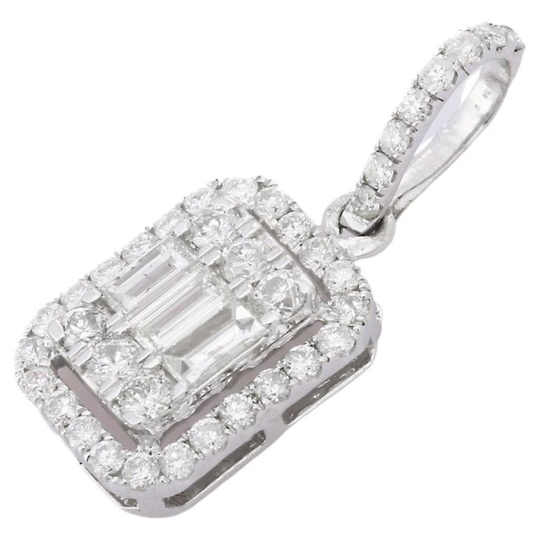 Luxurious 14K White Gold Statement Diamond Pendant for Wedding For Sale