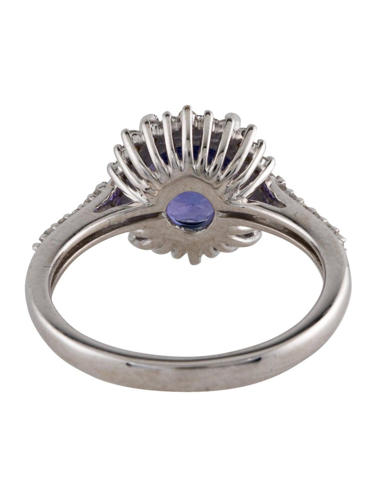Luxurious 14K White Gold Tanzanite & Diamond Cocktail Ring, 2.25ct Round Faceted In New Condition For Sale In Holtsville, NY