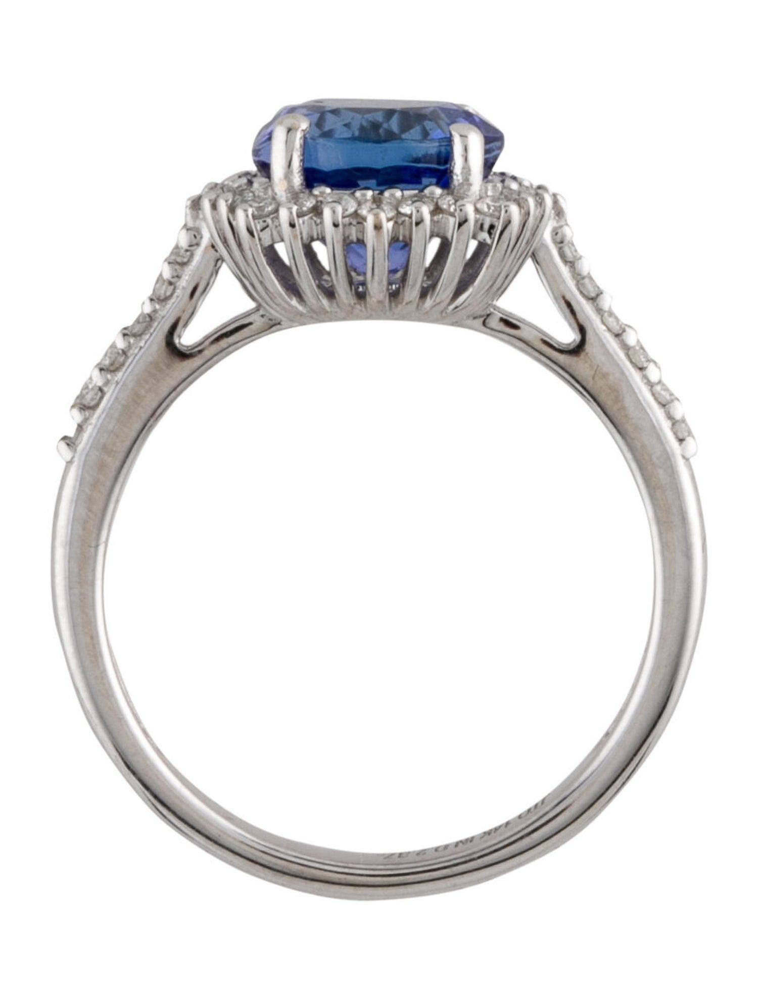 Women's Luxurious 14K White Gold Tanzanite & Diamond Cocktail Ring, 2.25ct Round Faceted For Sale