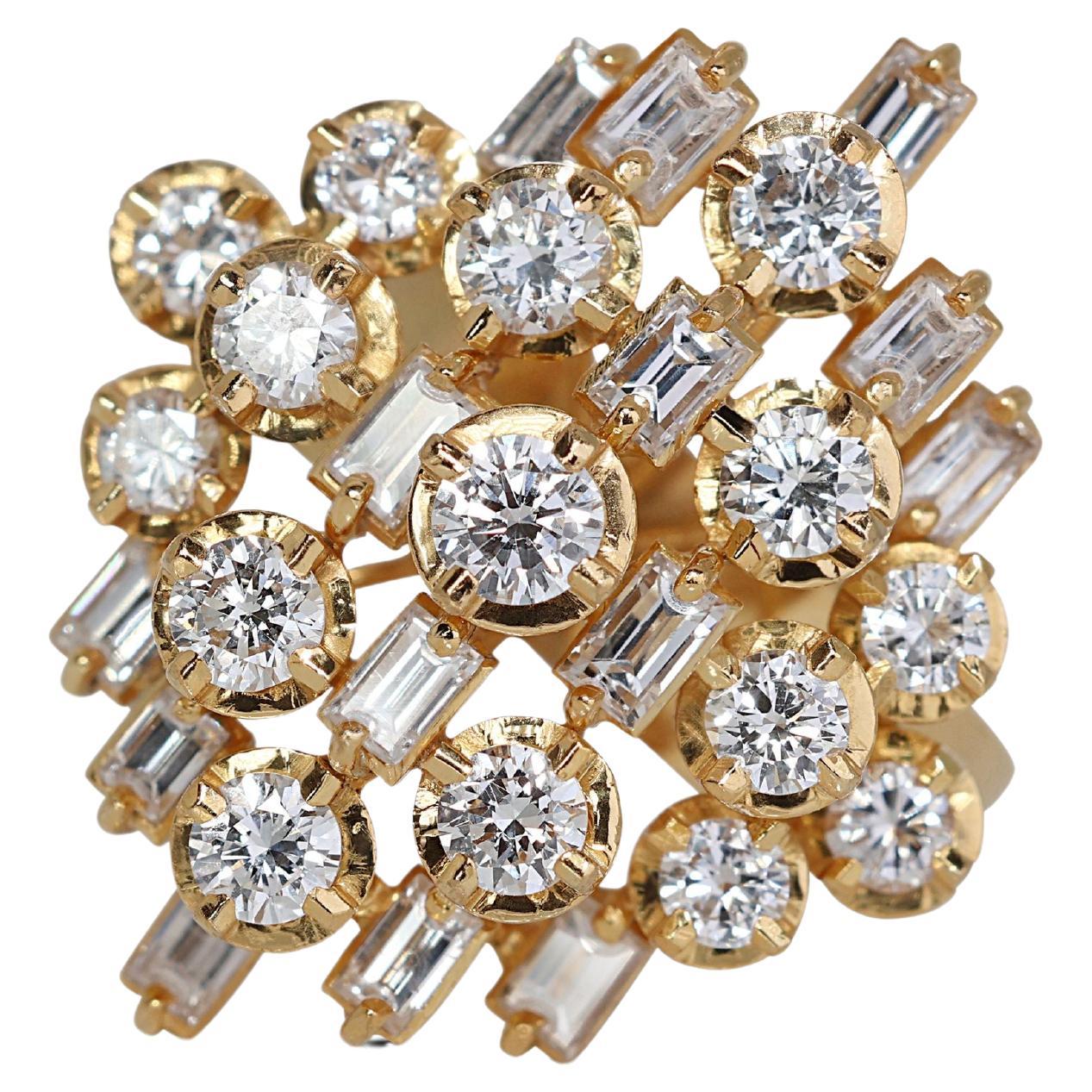 Luxuriöser Kronleuchter-Ring aus 14 Karat Gelbgold im Angebot