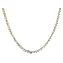 Luxurious 14K Yellow Gold De Guardia Necklace w/ 8.16 ct Natural Diamonds Cert