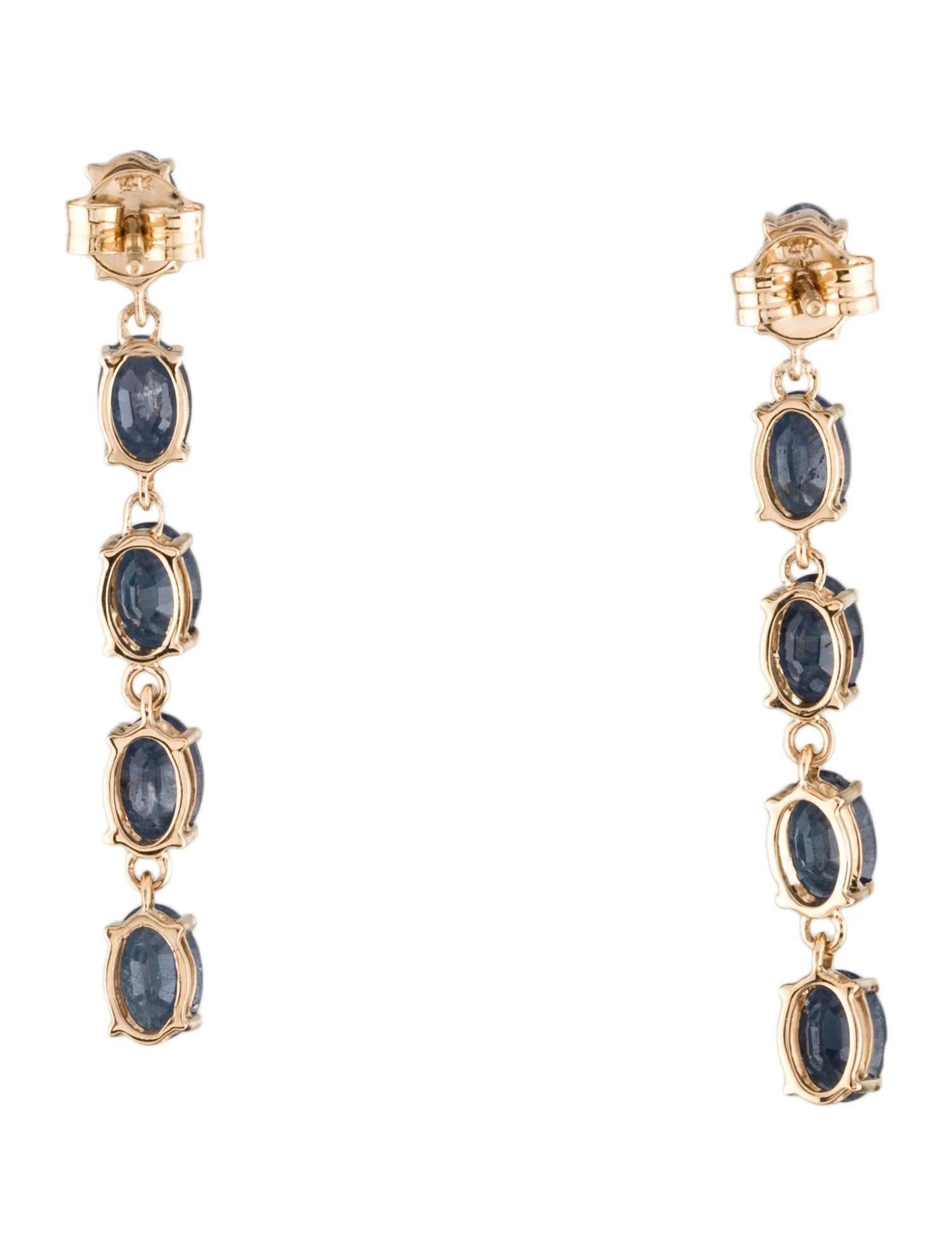 Artist Luxurious 14K Yellow Gold Earrings with 6.11 Carat Oval Brilliant Blue Sapphire For Sale