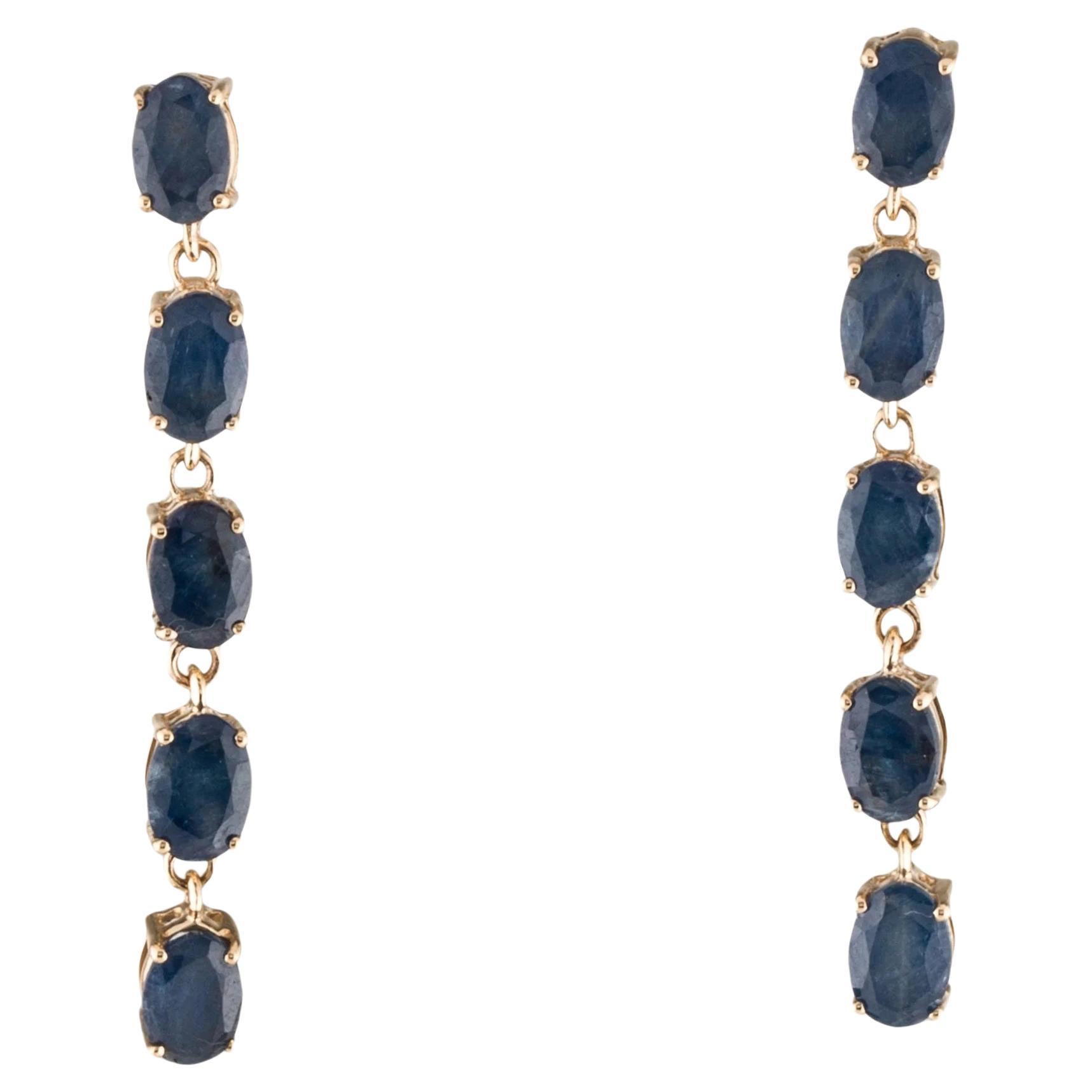 Luxurious 14K Yellow Gold Earrings with 6.11 Carat Oval Brilliant Blue Sapphire For Sale