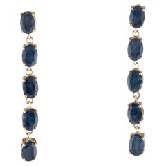 Luxurious 14K Yellow Gold Earrings with 6.11 Carat Oval Brilliant Blue Sapphire