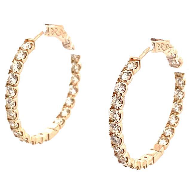 Créoles luxueuses en or jaune 14 carats avec diamants