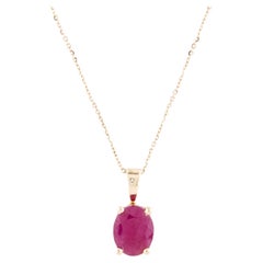Luxurious 14K Yellow Gold Oval Ruby Pendant Necklace, 2.87ct, 18" Length