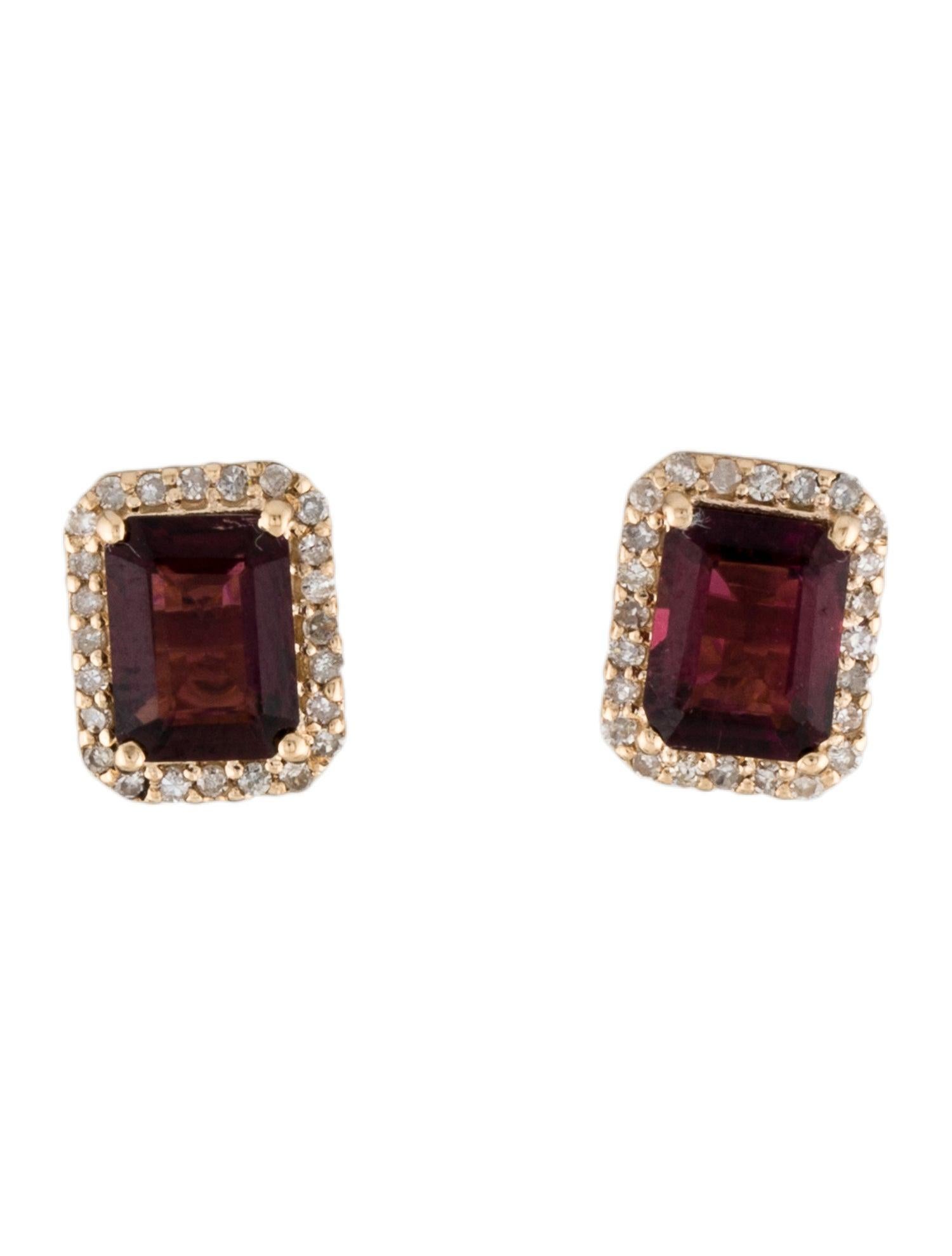 Unveil the essence of elegance with these stunning 14K Yellow Gold Stud Earrings, featuring an exquisite ensemble of 1.84 carats of cut cornered rectangular step cut Tourmaline. The tourmaline stones, radiating captivating hues of red and pink, are