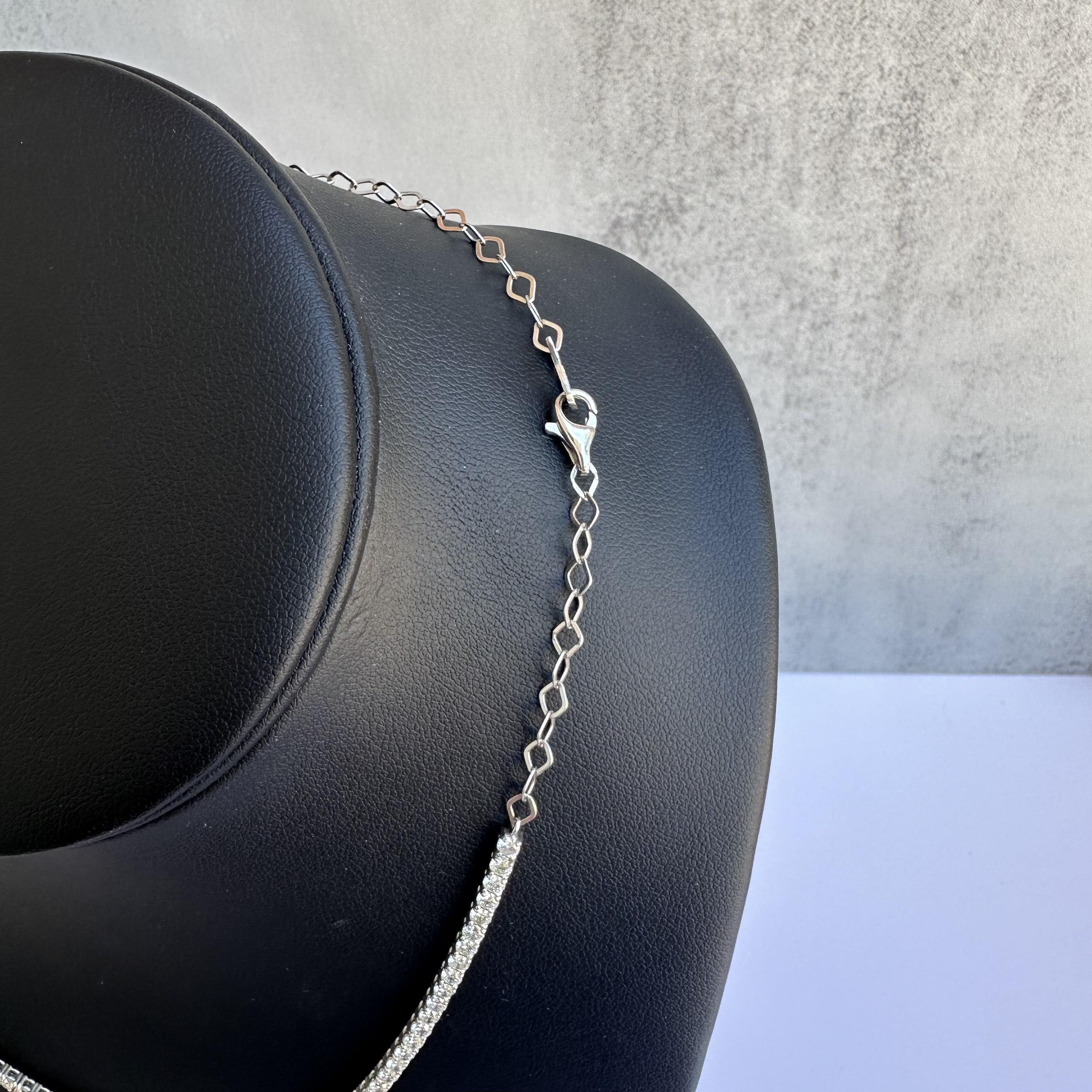 Round Cut Luxurious 14kt White Gold Diamond Tennis Choker Necklace - 6.55ct, Adjustable