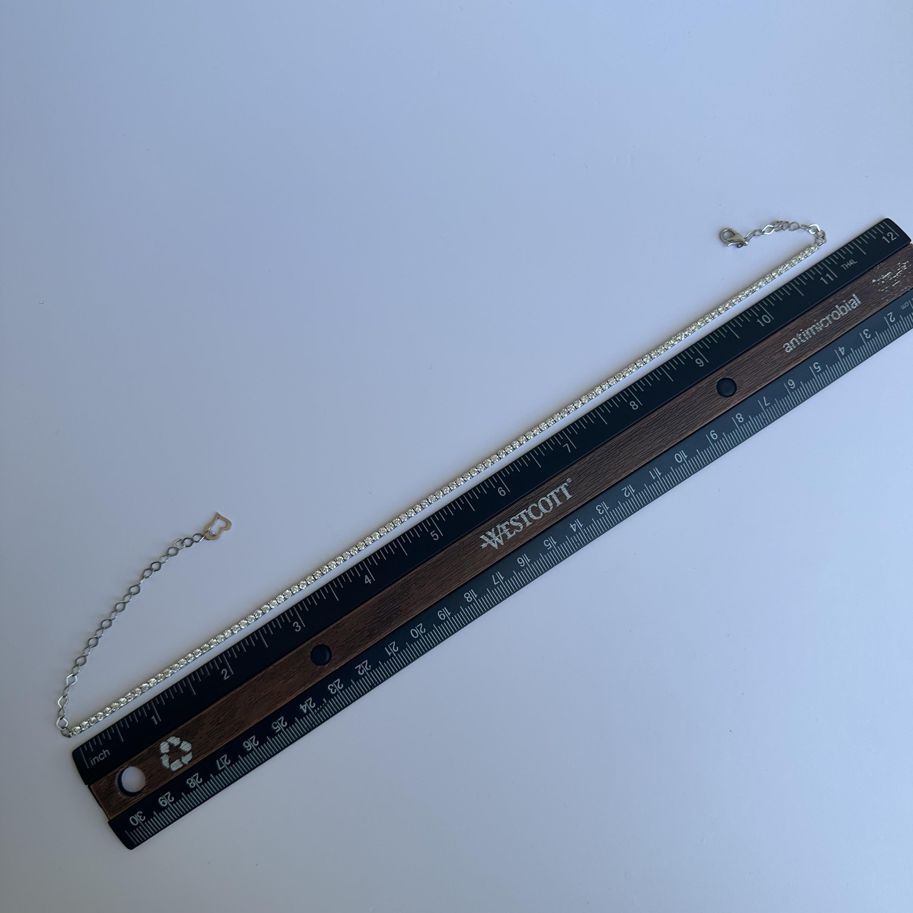 Luxurious 14kt White Gold Diamond Tennis Choker Necklace - 6.55ct, Adjustable 1