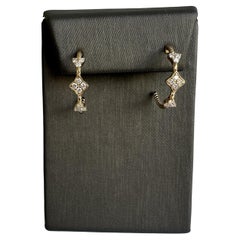 Luxurious 14kt Yellow Gold Diamond Hoop Earrings - 0.51ctw GH VS-SI, 3/4"