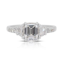 Luxurious 1.54ct Diamonds 3-Stone Ring in 18k White Gold - IGI Certified