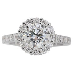 Luxuriöser 1,72 Karat Diamant-Halo-Ring aus 18 Karat Weißgold - GIA zertifiziert