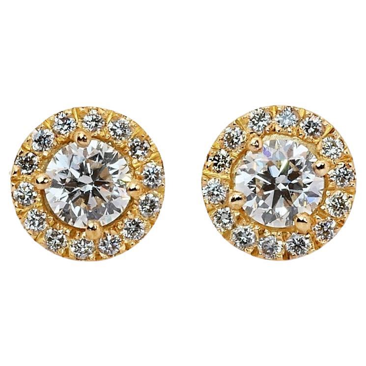 Luxurious 18 kt. Gold Earrings with 2.24 ct Natural Diamond - GIA Certificate For Sale