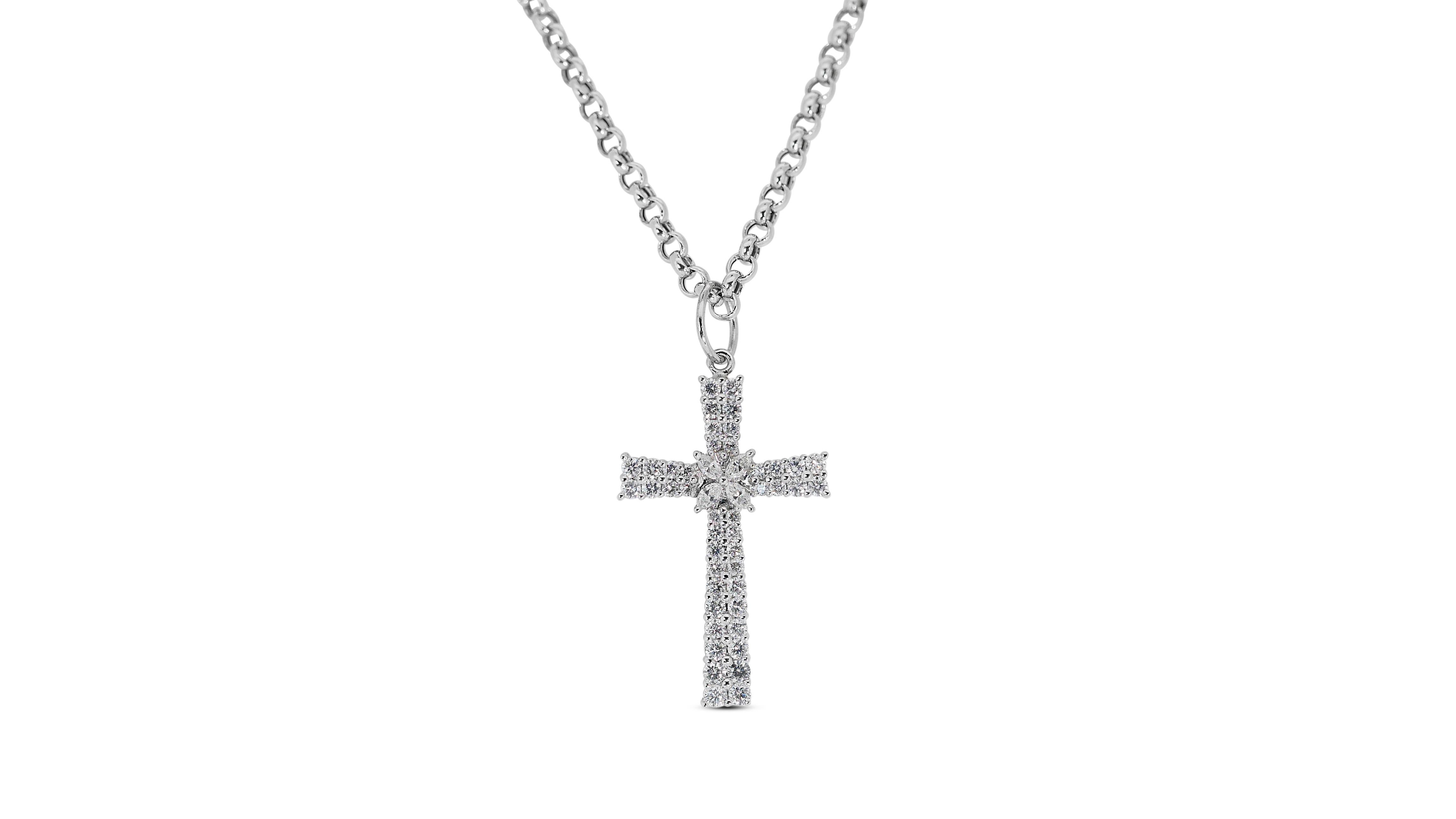Marquise Cut Luxurious 18 kt. White Gold Pendant with 2.44 ct Total Natural Diamonds IGI Cert