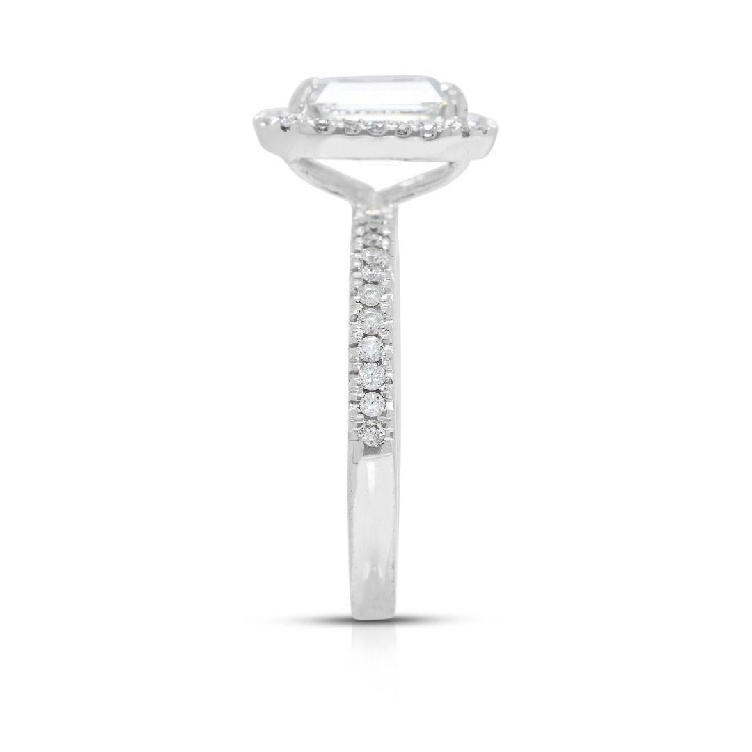 Luxurious 1.86ct Natural Diamond Halo Pave Ring in 18K White Gold by MOUAWAD en venta 2