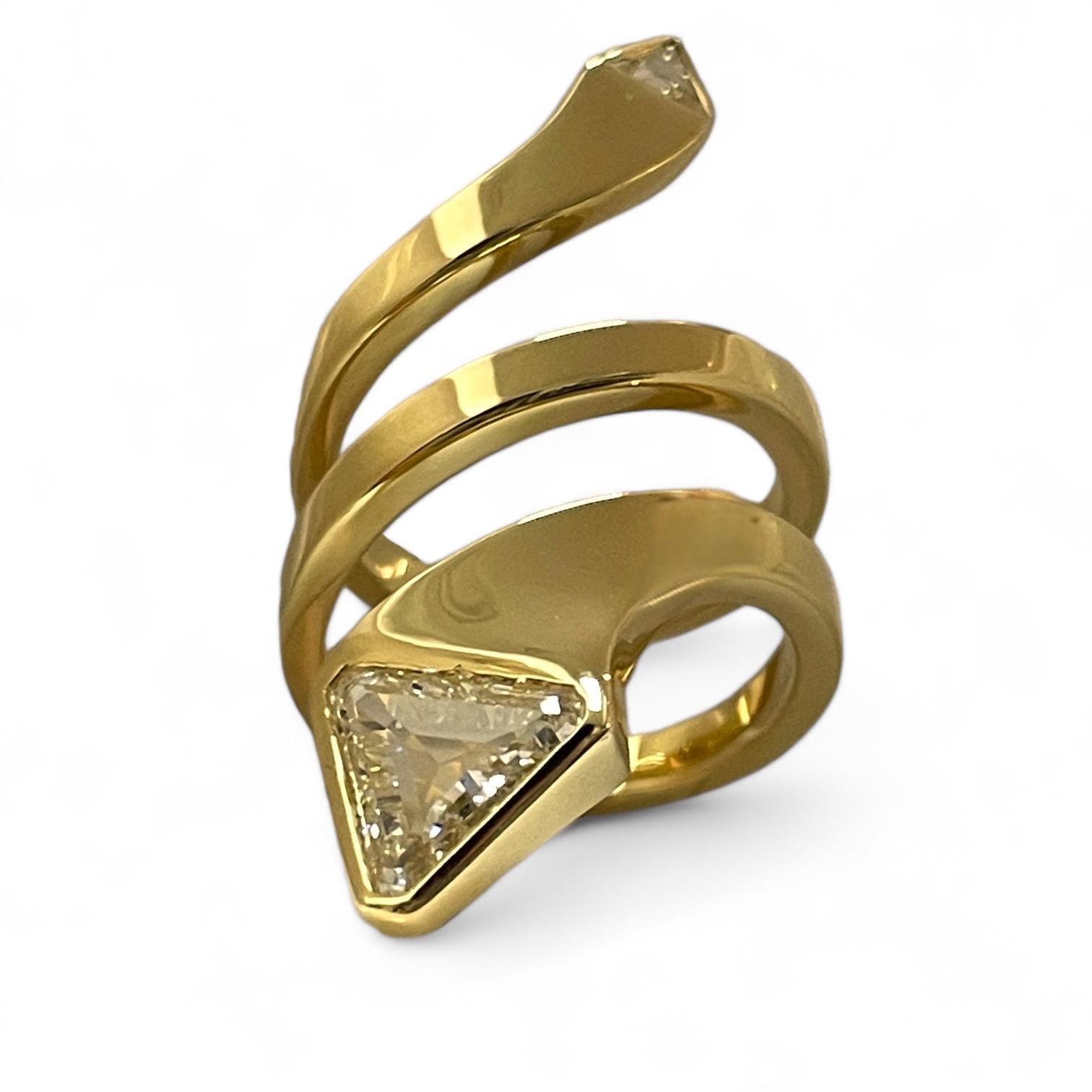 Women's 1.55+0.14 center carat diamond 18K Gold Serpent Ring with GIA Certificate I SI1