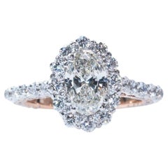 Luxurious 18K Halo Edwardian Ring with 2.10 ct Natural Diamonds, AIG Cert