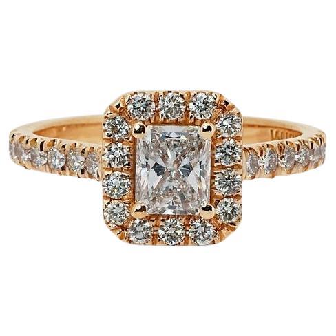 Luxurious 18k Rose Gold Halo Ring w/ 1.21ct Natural Diamonds GIA Certificate