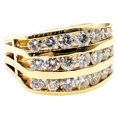 Luxuriöser 18k Dreireihiger Diamant-Ring mit 2,75 Karat