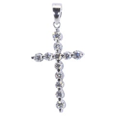 Luxurious 18k White Gold Cross Pendant with 0.76 Total Carat of Natural Diamonds