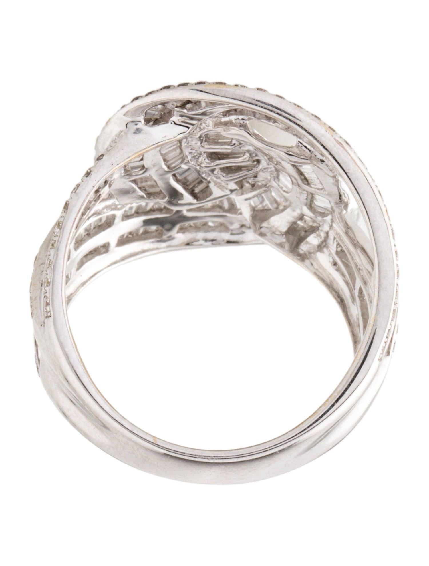 Luxurious 18K White Gold Diamond Cocktail Ring, 2.46ctw, Round & Baguette Cut For Sale 1