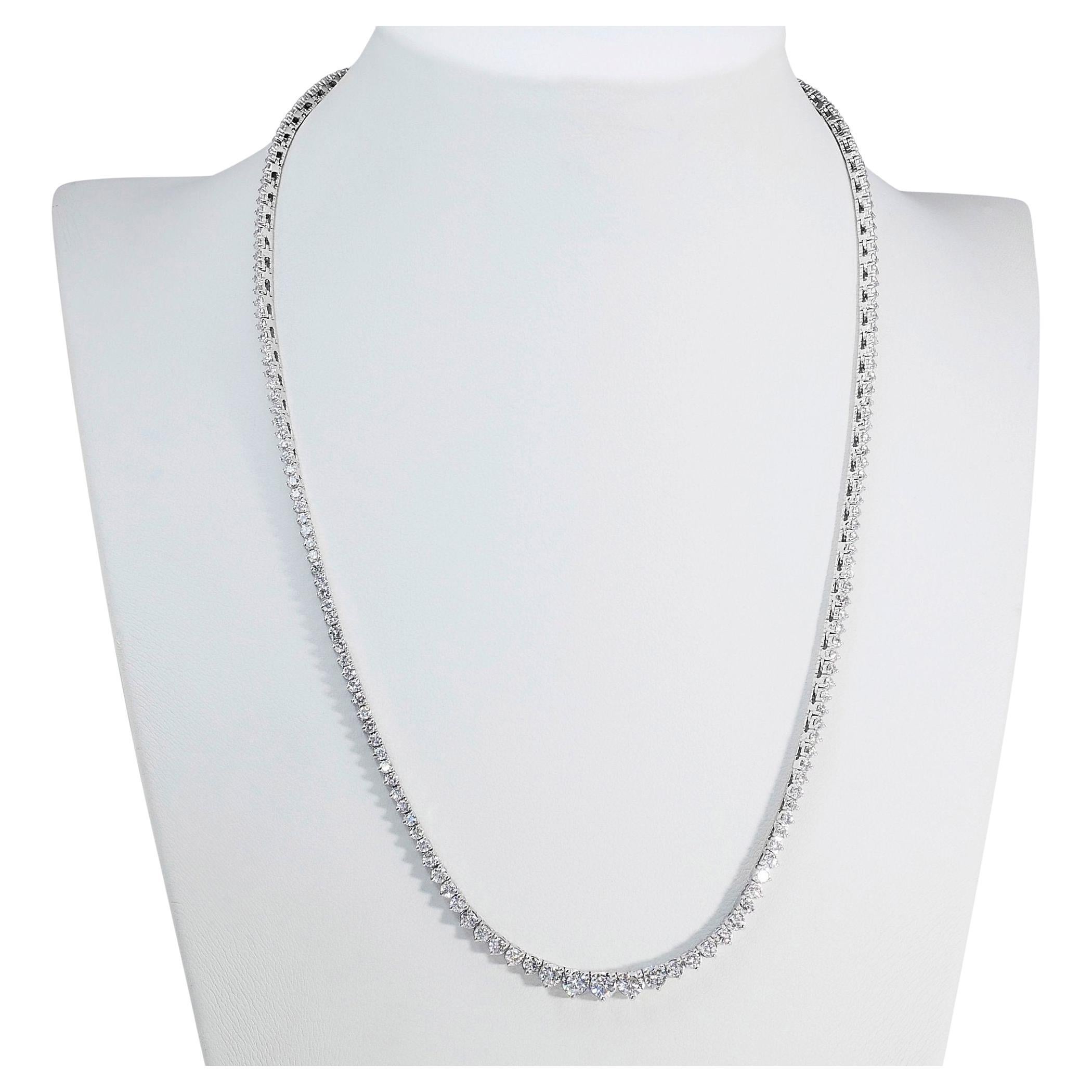 Luxurious 18k White Gold Diamond Necklace w/7.63 ct - IGI Certified