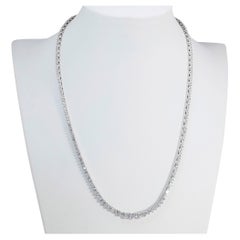 Luxurious 18k White Gold Diamond Necklace w/7.63 ct - IGI Certified