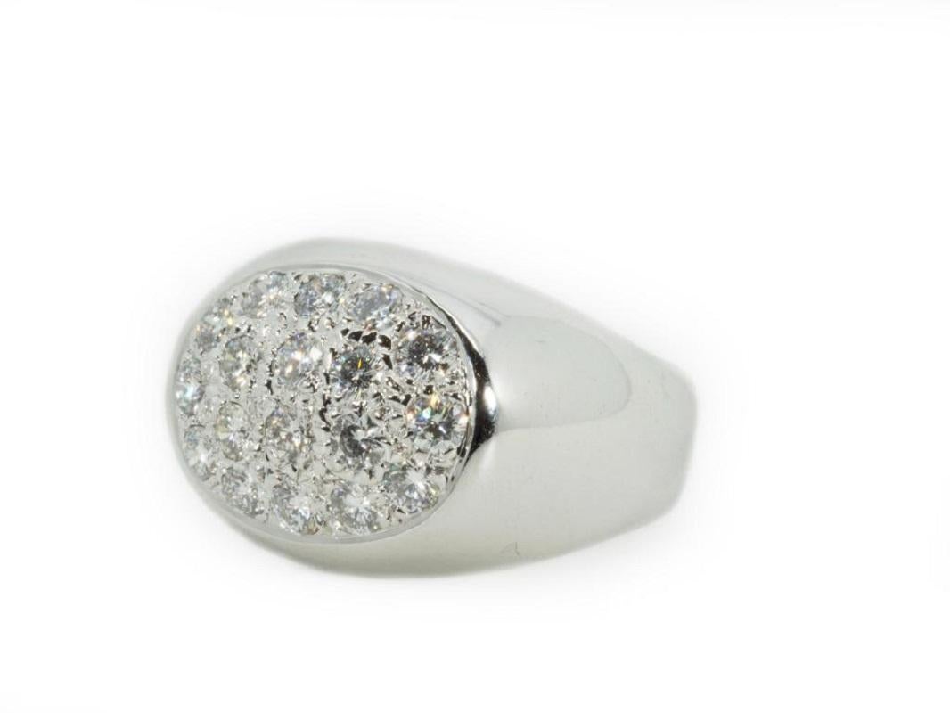 Luxurious 18K White Gold Dome Ring with 1.45 Ct Natural Diamonds 2