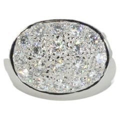 Luxurious 18K White Gold Dome Ring with 1.45 Ct Natural Diamonds