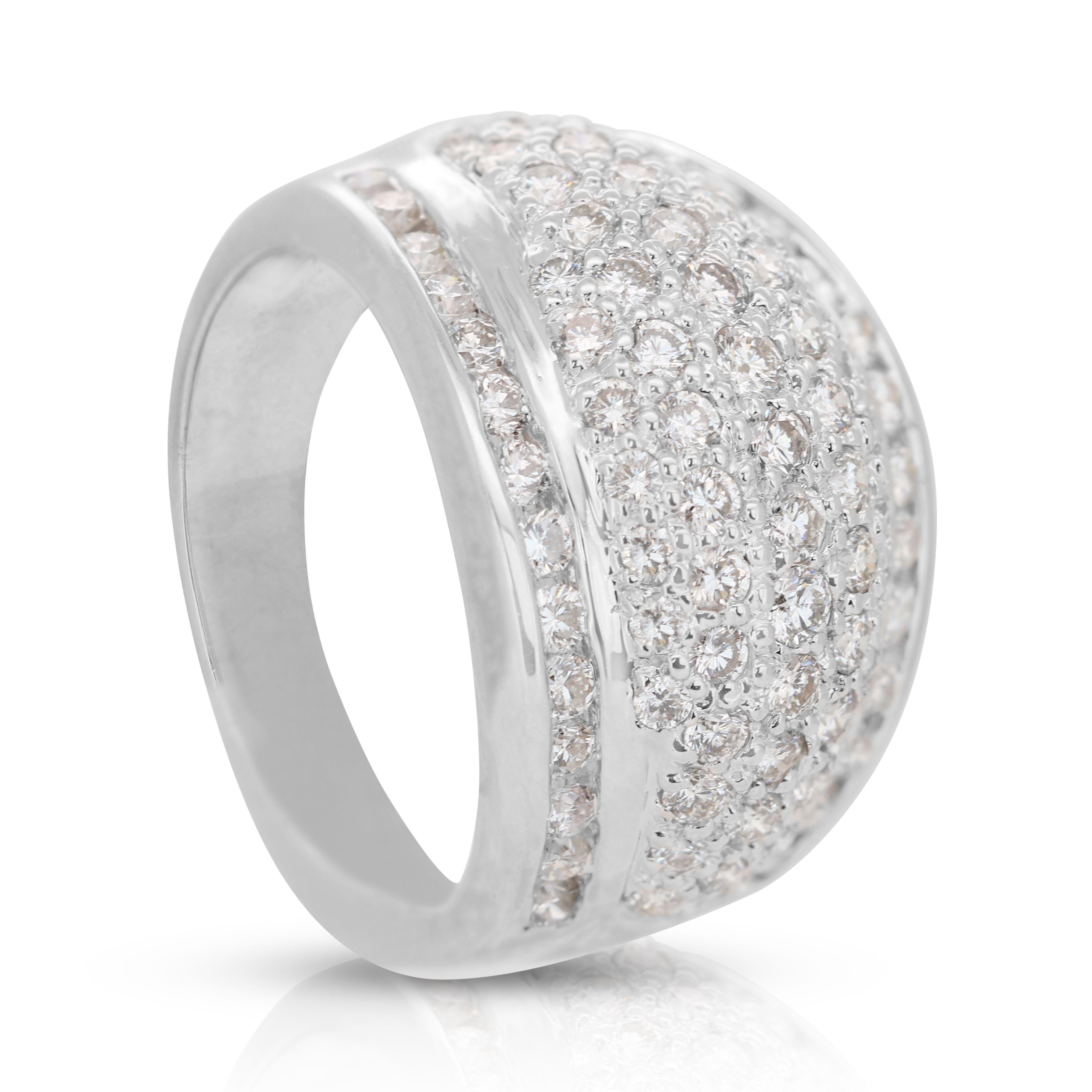 Luxuriöser Dome-Ring aus 18 Karat Weißgold mit 1,50 Karat Naturdiamant - IGI-Zertifikat Damen im Angebot