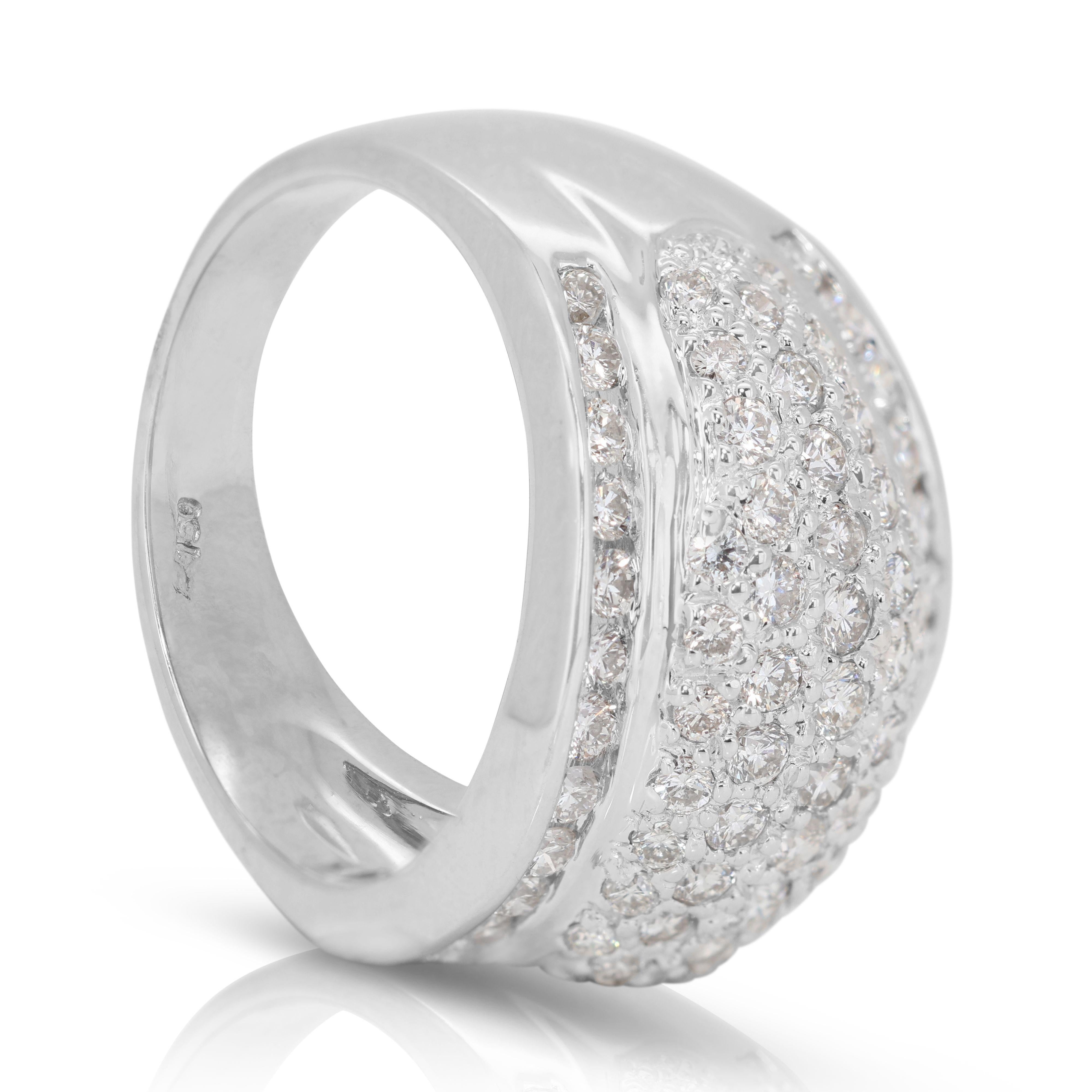 Luxuriöser Dome-Ring aus 18 Karat Weißgold mit 1,50 Karat Naturdiamant - IGI-Zertifikat im Angebot 1