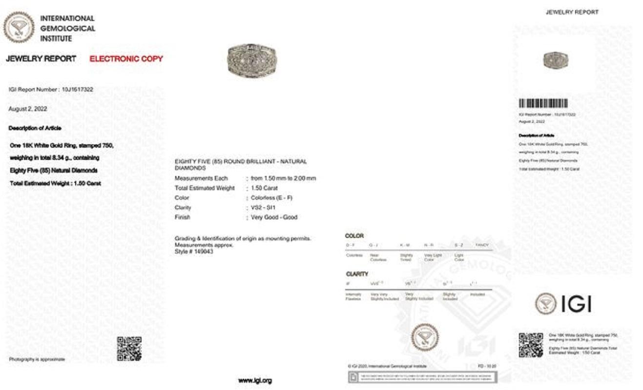 Luxuriöser Dome-Ring aus 18 Karat Weißgold mit 1,50 Karat Naturdiamant - IGI-Zertifikat im Angebot 2
