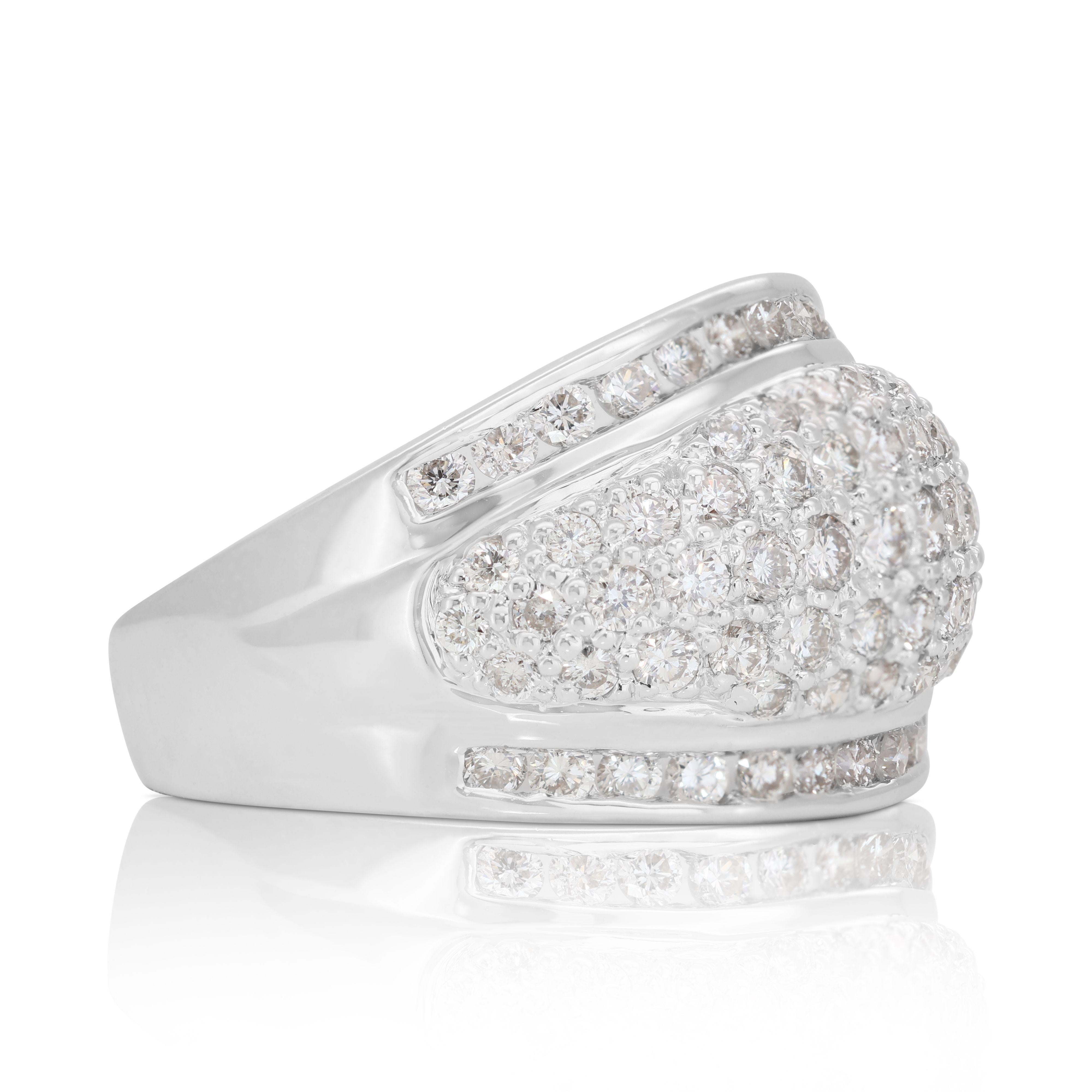 Luxuriöser Dome-Ring aus 18 Karat Weißgold mit 1,50 Karat Naturdiamant - IGI-Zertifikat (Edwardian) im Angebot
